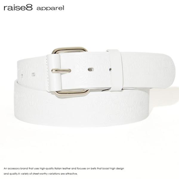 RAISE8 APPAREL ライズエイトアパレル レザーベルト イタリアンレザー 本革 型押しペイ...