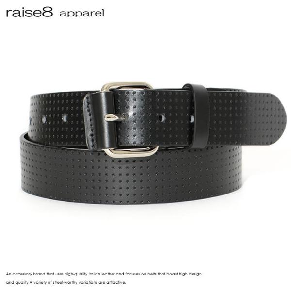 RAISE8 APPAREL ライズエイトアパレル レザーベルト イタリアンレザー 本革 パンチング...