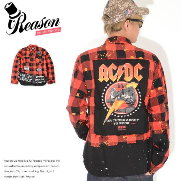 REASON リーズン 長袖シャツ AD DC コラボ バッファローチェック 総柄ペイント (SU-...