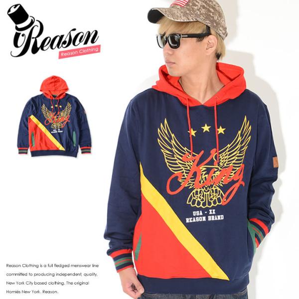 REASON リーズン スウェットパーカー King イーグルプリント バイアス切り替え (D0-0...