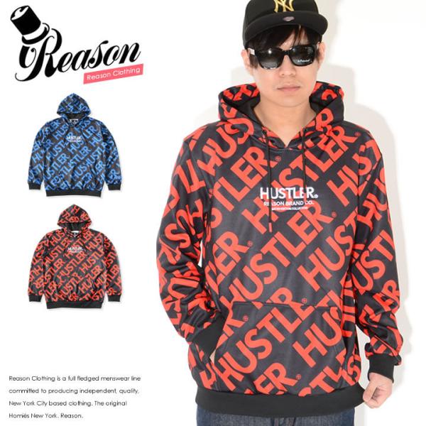 REASON リーズン スウェットパーカー HUSTLER コラボ 総柄ロゴプリント (H-64 H...
