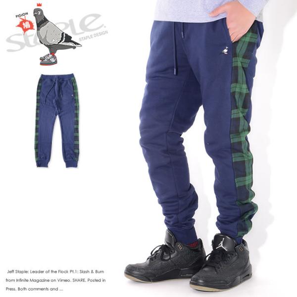 STAPLE ステイプル ジョガーパンツ スウェット サイドチェック柄切り替え (2111B6750...
