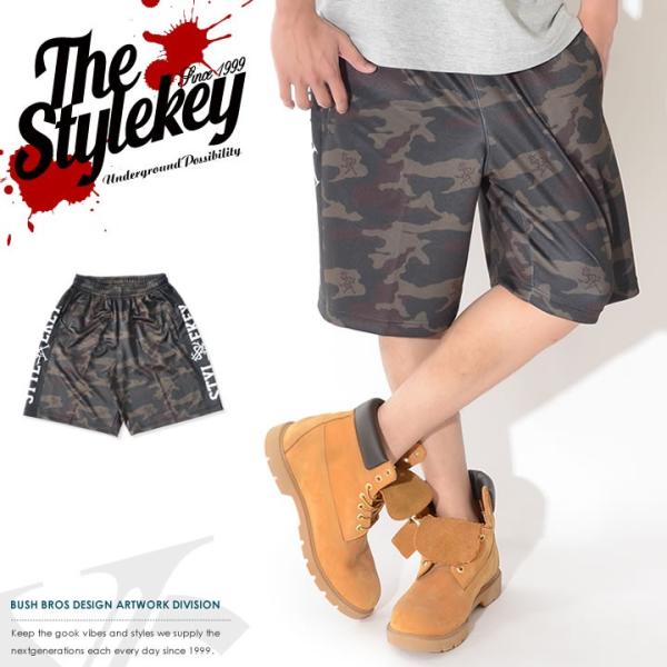 STYLEKEY スタイルキー ハーフパンツ ショートパンツ 総柄 迷彩 サイドロゴ 昇華プリント ...