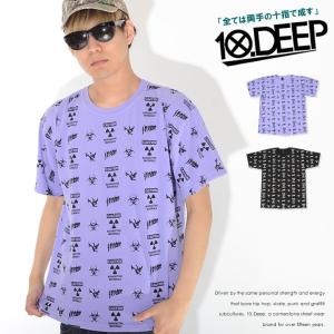 10DEEP テンディープ Tシャツ 半袖  総柄 マルチロゴプリント (191TD4307) セール｜clever