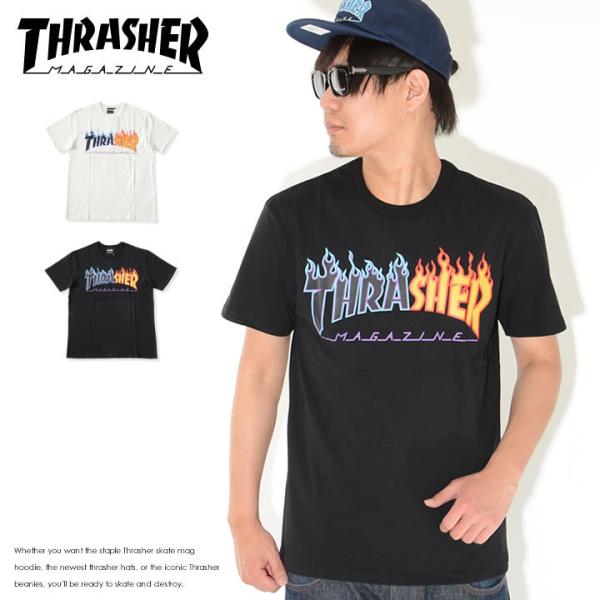 THRASHER スラッシャー Tシャツ 半袖 MAGロゴ スプリットファイヤー (TH91303)...