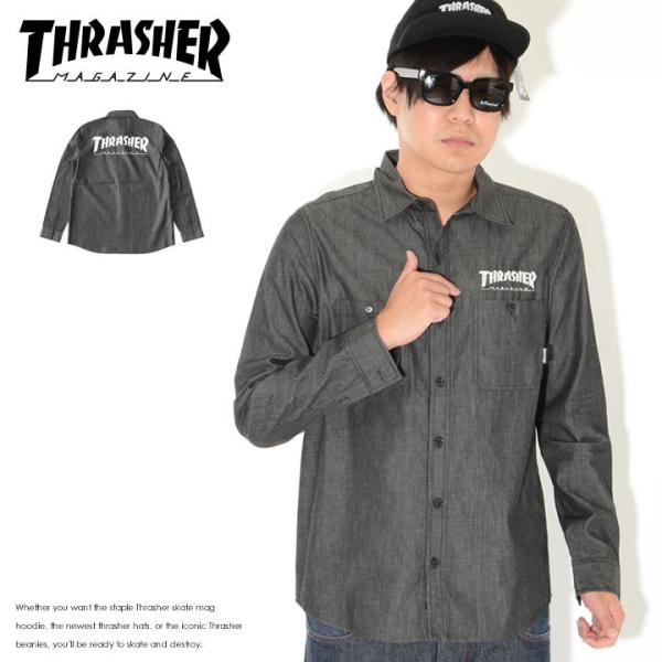 THRASHER スラッシャー 長袖シャツ 右胸MAGロゴ刺繍 バックプリント (TH5172) セ...