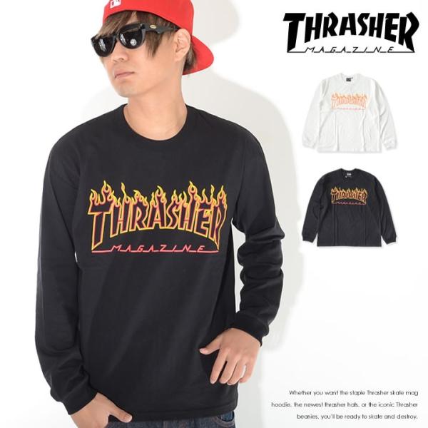 THRASHER スラッシャー ロンT ロングTシャツ 長袖 フレイムMAGロゴ (TH93214U...