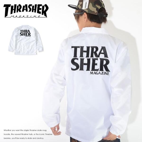 アウトレット THRASHER スラッシャー コーチジャケット 胸ポケット 左胸バック2段ロゴ刺繍 ...