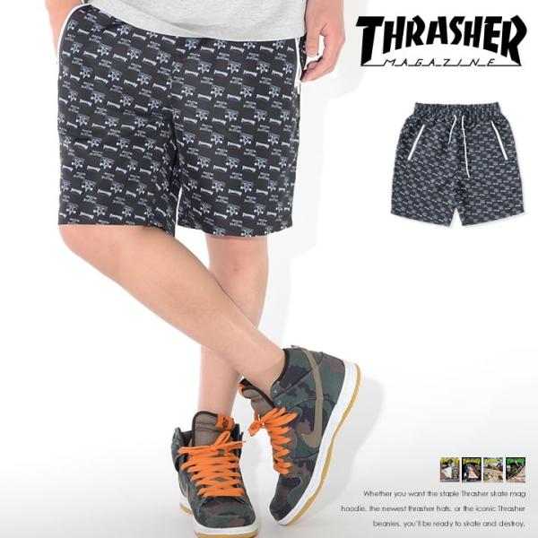 THRASHER スラッシャー ハーフパンツ ショートパンツ 総柄 スケートゴート ジップポケット ...