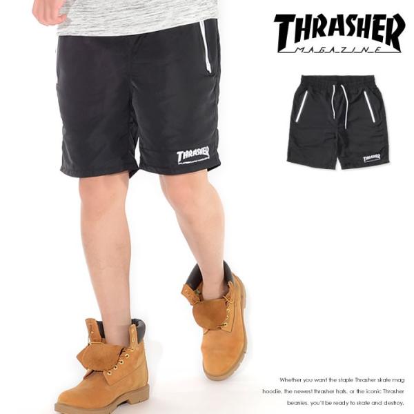 THRASHER スラッシャー ショートパンツ ハーフパンツ 左裾ライン MAGロゴ刺繍 *(TH6...