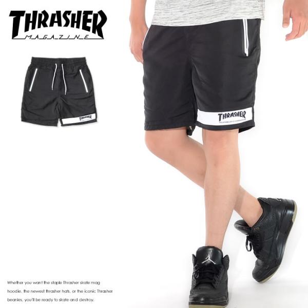 THRASHER スラッシャー ショートパンツ ハーフパンツ 左裾ライン MAGロゴ刺繍 *(TH6...