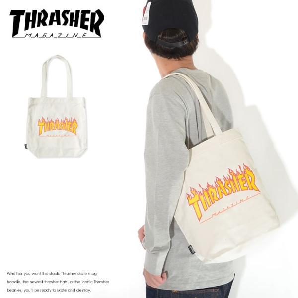 THRASHER スラッシャー トートバッグ カバン キャンバス フレイムMAGロゴ (THC800...