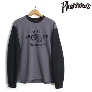 Pherrow's（フェローズ） 長袖 カレッジ プリント スウェット ラグラン