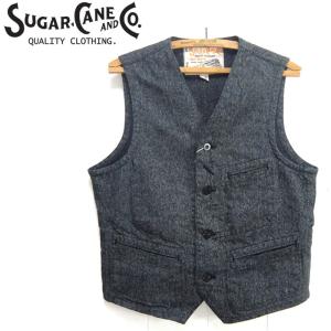 ✨未使用✨SUGAR CANE ワークベストSC12795 9oz.ブラック M SUGAR CANE シュガーケーン SC12795 9oz. ブラックコバート ワーク