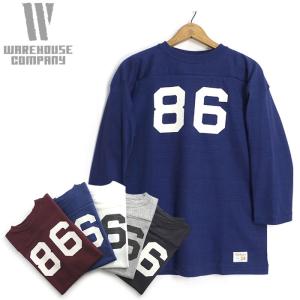 WAREHOUSE（ウエアハウス） Tシャツ Lot 4063 7分袖フットボールT NAVY