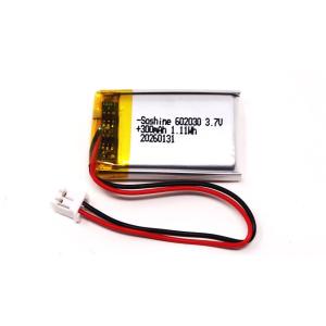 リチウムポリマー電池 リポバッテリー 3.7V 300mAh Soshine 602030/LiPo カメラ ドローン MP4 GPS ドライブレコーダー