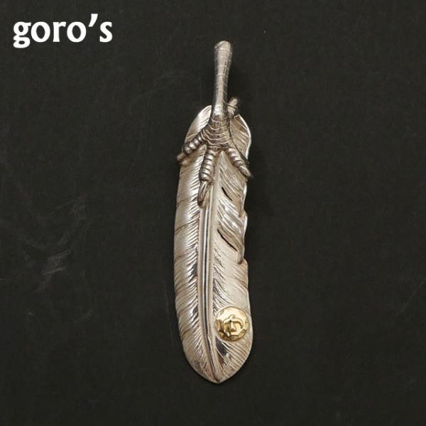 新品 ゴローズ goro&apos;s 銀爪 メタル付き 特大フェザー 左向き SILVER シルバー ペンダ...