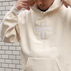 新品 シュプリーム SUPREME Cross Box Logo Hooded Sweatshirt ボックスロゴ フーディー スウェット パーカー NATURAL 209000610160 SWT/HOODY｜cliffedge