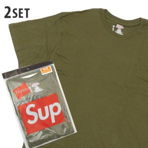 新品 シュプリーム SUPREME x ヘインズ Hanes Tagless Tee 2-pack Tシャツ 2枚セット OLIVE オリーブ 200008907035 半袖Tシャツ｜cliffedge