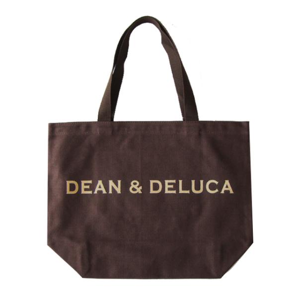 DEAN &amp; DELUCA トートバッグ ブラウン ゴールドロゴ 【L】