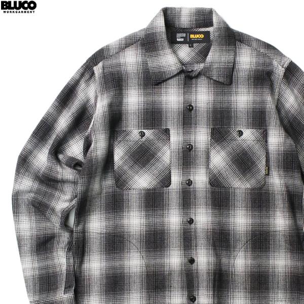 ブルコ BLUCO OMBRE CHECK FLANNEL SHIRTS (BLACK) [145-...