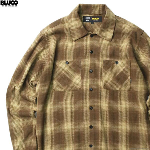 ブルコ BLUCO OMBRE CHECK FLANNEL SHIRTS (BROWN) [145-...