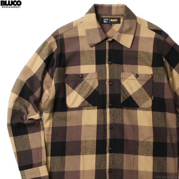 ブルコ BLUCO BUFFALO CHECK FLANNEL SHIRTS (BROWN) [14...