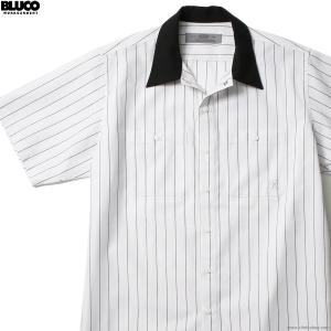 ブルコ BLUCO STANDARD WORK SHIRT S/S (WHITE-STRIPE) [143-21-108] メンズ トップス ワークシャツ 半袖