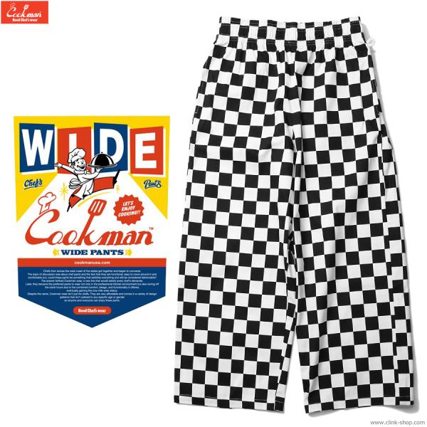 クックマン COOKMAN WIDE CHEF PANTS CHECKER BLACK メンズ イー...
