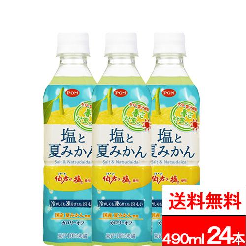 送料無料 1ケース えひめ飲料 POM 塩と夏みかん 490ml 24本 水分補給 熱中症対策 ナト...