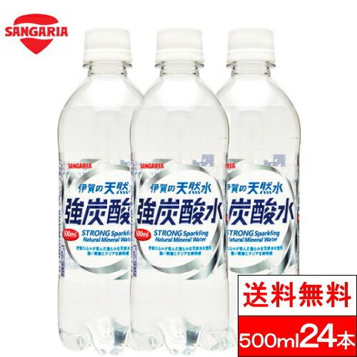 送料無料 1ケース 伊賀の天然水 強炭酸水 ソーダ 炭酸 プレーン 炭酸水 500ml 24本 サン...