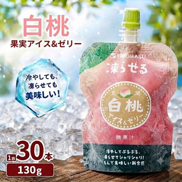 友桝 果実アイス＆ゼリー 白桃 30本（1ケース） アイス ゼリー ドリンク 冷凍 冷蔵 熱中症 パ...