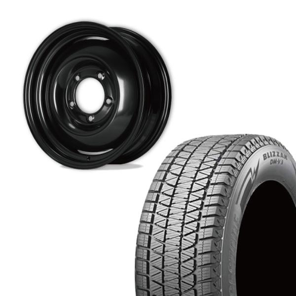 175/80R16 BRIDGESTONE BLIZZAK DM-V3&amp;オールドスタイルスチールホイ...