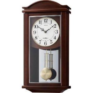 シンプルデザインで報時付き！電波振り子時計　セントルイスF　4MNA05-006　リズム時計（シチズン時計）｜clock-shop-cecicela