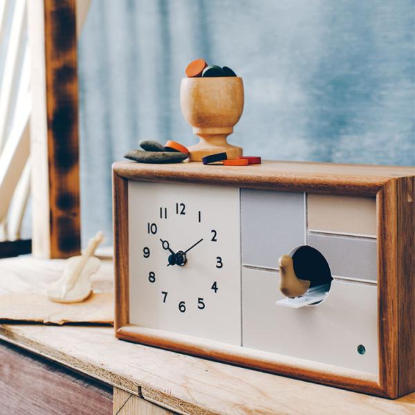 置き時計 鳩時計 掛け時計 木製 北欧 パステル ナチュラル シンプル おしゃれ かわいい 鳥 デザ...