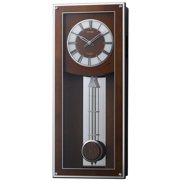 壁掛け時計 掛け時計 電波時計 プライムメネット 4MN522RH06 リズム時計 振り子時計ラクジ...