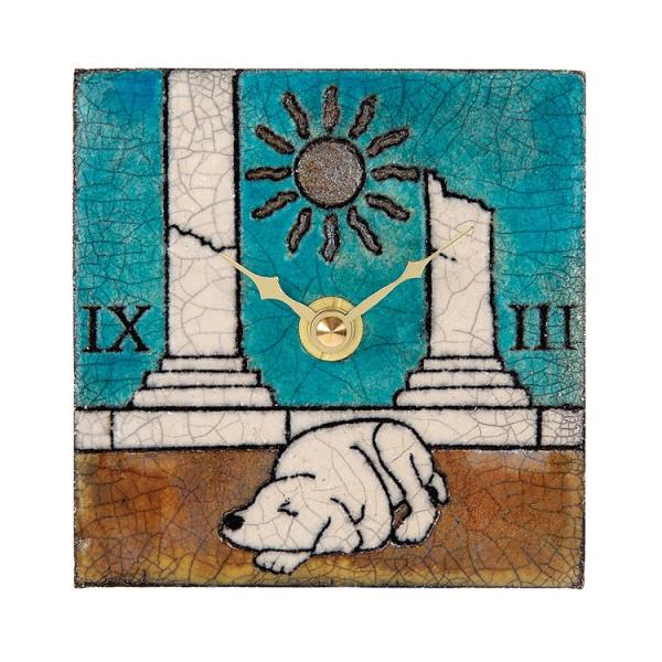 掛け時計 ザッカレラZ148A 置き時計 掛け置き両用 卓上 壁掛け イタリア 陶器 楽焼 アンティ...