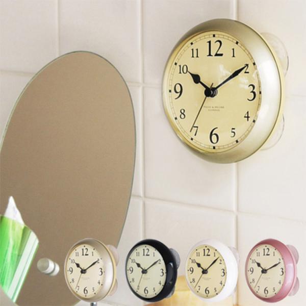 置き時計 バスクロック シャワークロック 置時計 防水 お風呂 シンプル かわいい 風呂場 ゴールド...