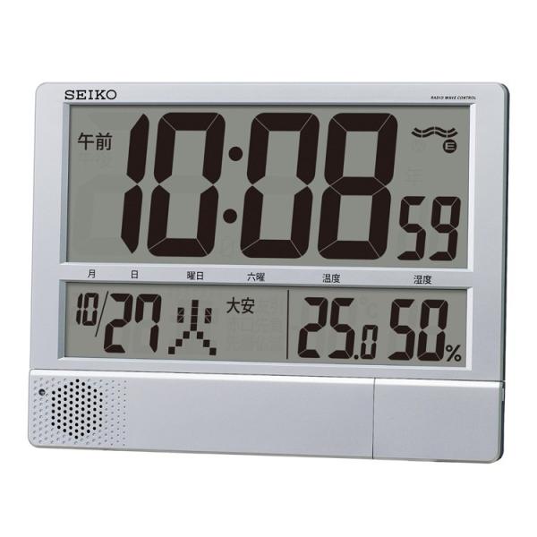 電波時計 置き時計 掛け時計 セイコー SEIKO SQ421B デジタル時計 置時計 カレンダー付...