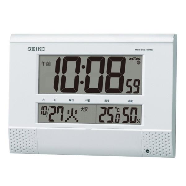 電波時計 置き時計 掛け時計 セイコー SEIKO SQ435W デジタル時計 置時計 カレンダー付...