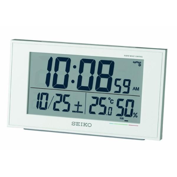 電波時計 目覚まし時計 セイコー SEIKO SQ758W 置き時計 デジタル時計 置時計 カレンダ...