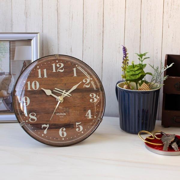 置き時計 電波時計 掛け時計 置き掛け兼用 置き掛け両用時計 ナチュラル 木目調 シンプル コンパク...