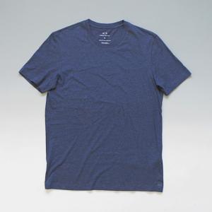 【メール便対応】ARMANI EXCHANGE アルマーニ エクスチェンジ 裾パッチロゴ ピーマコットン無地Tシャツ ダークブルー 【訳アリ特価】｜clomani