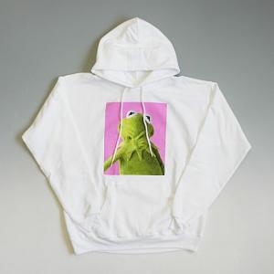 DISNEY OFFICIAL Kermit the Frog PARKA ディズニー公式ライセンス カーミット スウェットパーカー ホワイト｜clomani