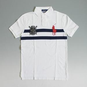 POLO RalphLauren　ポロ・ラルフローレン BIG PONY カスタムスリムフィット ビッグポニー×クレスト ポロシャツ ホワイト｜clomani