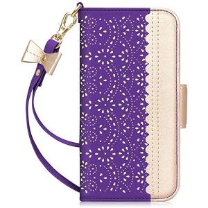 iPhone 12 ケース iPhone 12 Pro ケース 手帳型 6.1インチ 5G 透かし彫り模様 鏡付き Qi充電対応 高級PUレザー 財布型 カード収 ...