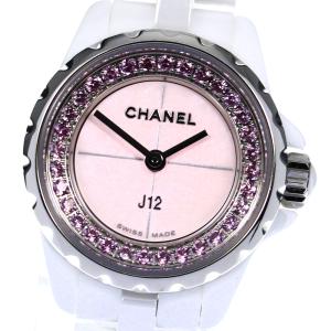 ☆良品【CHANEL】シャネル J12 XS 1200本限定 ピンクサファイア 白セラミック H5512 クォーツ レディース_703603 【232】【ev15】｜closer0510