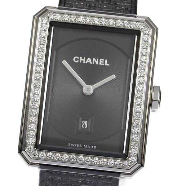 ☆良品【CHANEL】シャネル ボーイフレンド ツイード ダイヤベゼル H5318 クォーツ ボーイ...