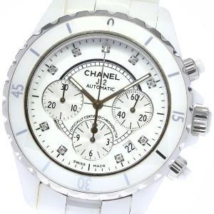 シャネル CHANEL H2009 J12 白セラミック 9Pダイヤ クロノグラフ 自動巻き メンズ _766999｜closer0510