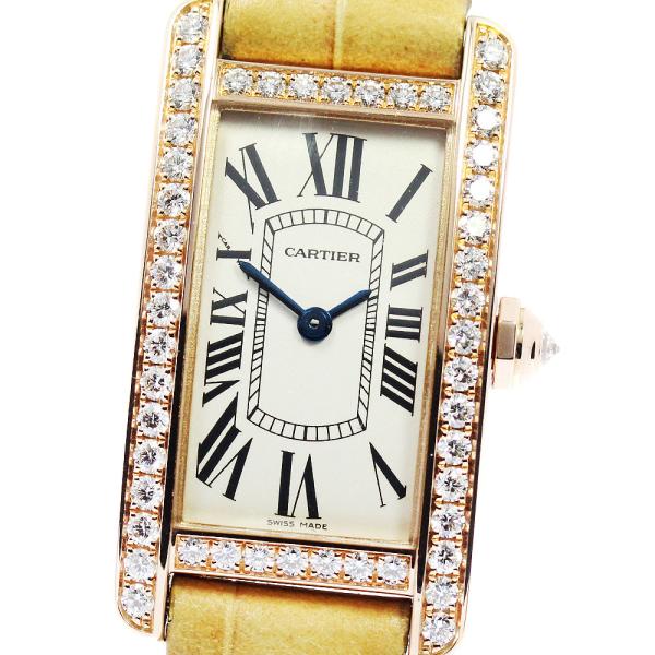 カルティエ CARTIER WB707931 タンクアメリカン K18PG ダイヤベゼル クォーツ ...